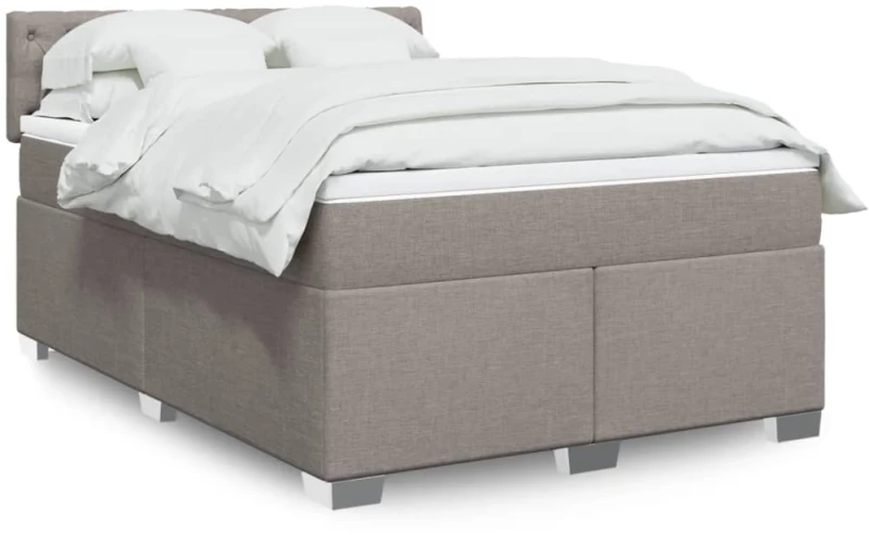 vidaXL Κρεβάτι Boxspring με Στρώμα Taupe 140x190 εκ. Υφασμάτινο