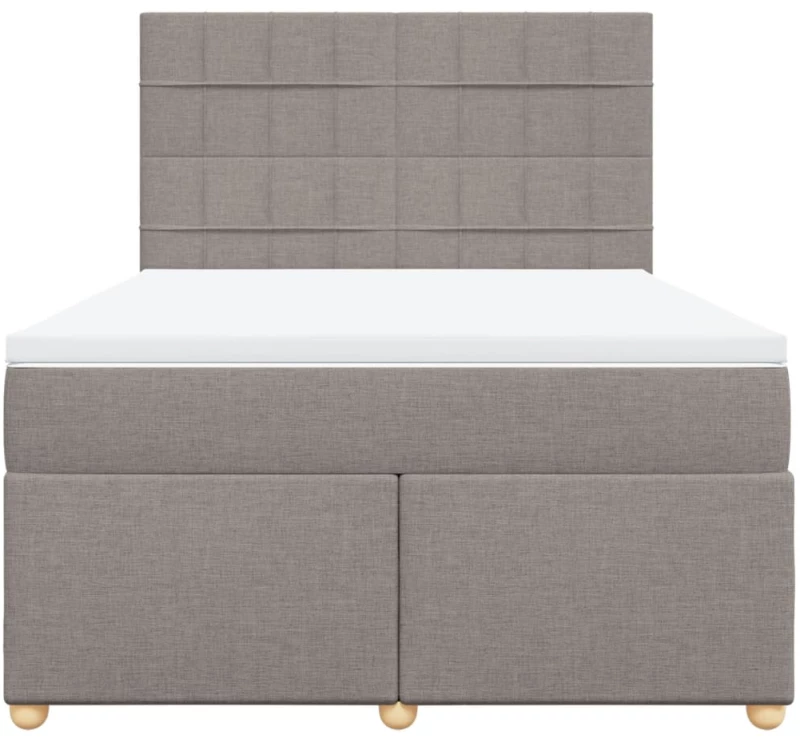 vidaXL Κρεβάτι Boxspring με Στρώμα Taupe 140x190 εκ. Υφασμάτινο