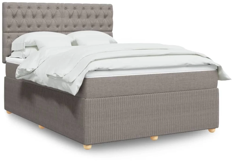 vidaXL Κρεβάτι Boxspring με Στρώμα Taupe 140x190 εκ. Υφασμάτινο