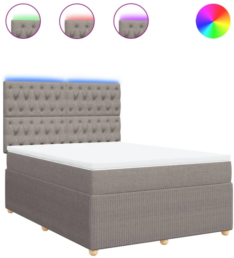 vidaXL Κρεβάτι Boxspring με Στρώμα Taupe 140x190 εκ. Υφασμάτινο