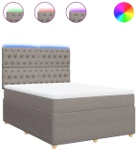 vidaXL Κρεβάτι Boxspring με Στρώμα Taupe 140x190 εκ. Υφασμάτινο
