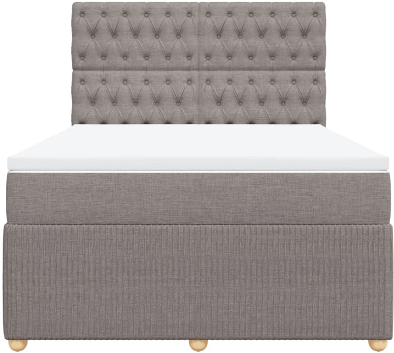 vidaXL Κρεβάτι Boxspring με Στρώμα Taupe 140x190 εκ. Υφασμάτινο