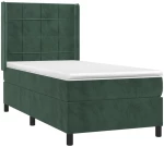 vidaXL Κρεβάτι Boxspring με Στρώμα & LED Σκ. Πράσινο 80x200 εκ Βελούδο