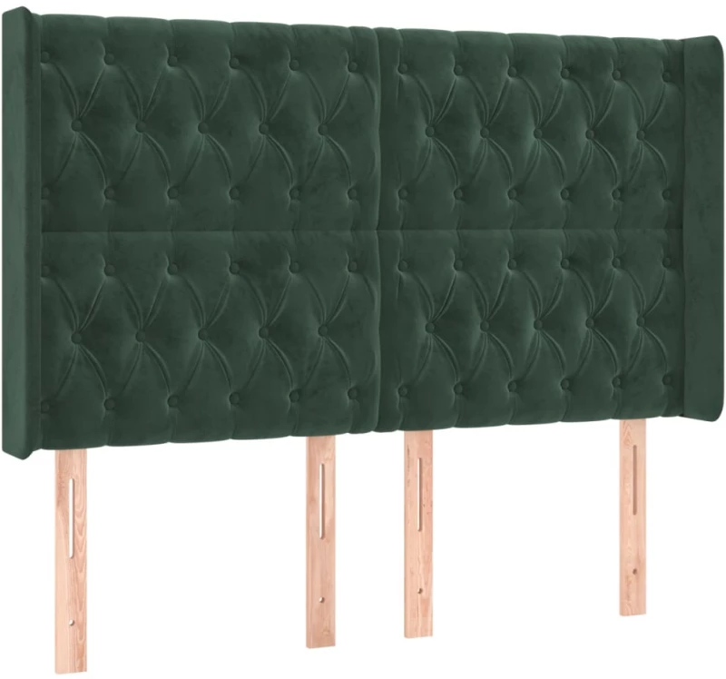 vidaXL Κρεβάτι Boxspring με Στρώμα & LED Σκ. Πράσινο 140x200εκ Βελούδο