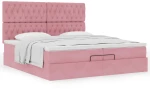 vidaXL Οθωμανικό κρεβάτι με στρώματα ροζ 200x200cm Velvet