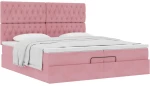 vidaXL Οθωμανικό κρεβάτι με στρώματα ροζ 200x200cm Velvet