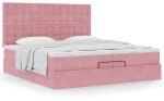 vidaXL Οθωμανικό κρεβάτι με στρώματα ροζ 200x200cm Velvet