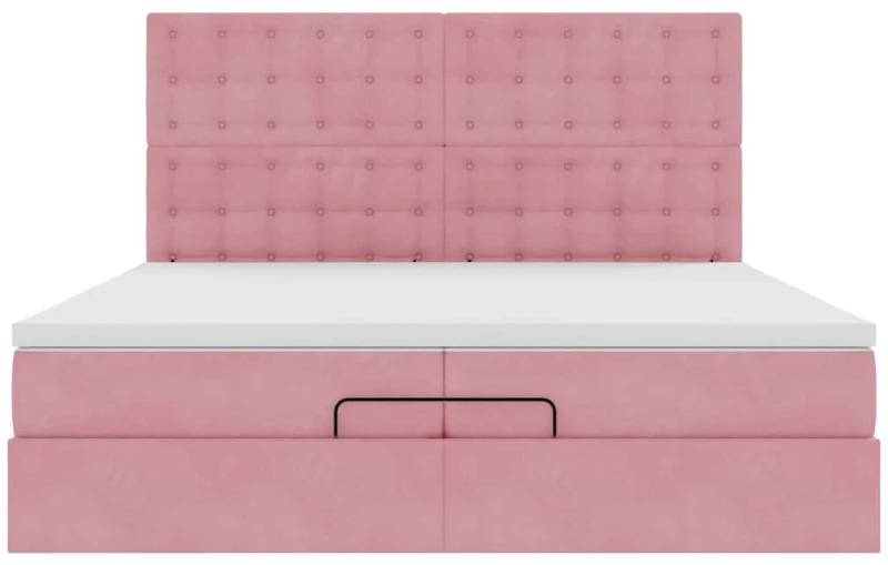 vidaXL Οθωμανικό κρεβάτι με στρώματα ροζ 200x200cm Velvet