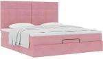 vidaXL Οθωμανικό κρεβάτι με στρώματα ροζ 200x200cm Velvet