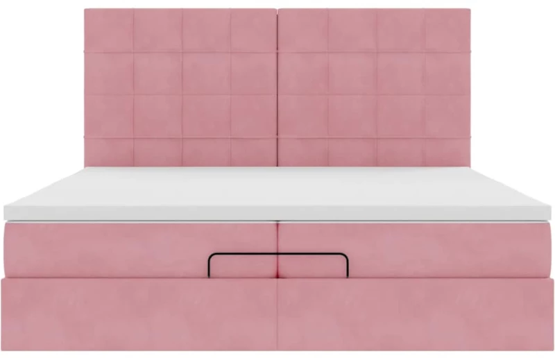vidaXL Οθωμανικό κρεβάτι με στρώματα ροζ 200x200cm Velvet