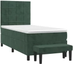 vidaXL Κρεβάτι Boxspring με Στρώμα Σκούρο Πράσινο 100x200εκ. Βελούδινο