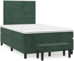vidaXL Κρεβάτι Boxspring με Στρώμα Σκούρο Πράσινο 120x200εκ. Βελούδινο
