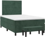 vidaXL Κρεβάτι Boxspring με Στρώμα Σκούρο Πράσινο 120x200εκ. Βελούδινο