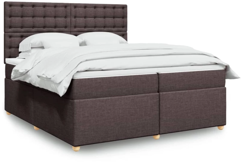vidaXL Κρεβάτι Boxspring με Στρώμα Σκούρο Καφέ 200x200 εκ. Υφασμάτινο