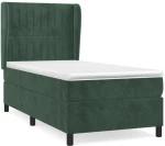 vidaXL Κρεβάτι Boxspring με Στρώμα Σκούρο Πράσινο 80x200 εκ. Βελούδινο