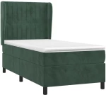 vidaXL Κρεβάτι Boxspring με Στρώμα Σκούρο Πράσινο 80x200 εκ. Βελούδινο