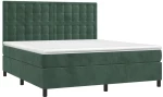 vidaXL Κρεβάτι Boxspring με Στρώμα & LED Σκ. Πράσινο 180x200εκ Βελούδο