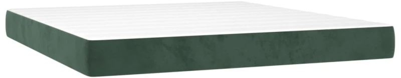 vidaXL Κρεβάτι Boxspring με Στρώμα & LED Σκ. Πράσινο 180x200εκ Βελούδο