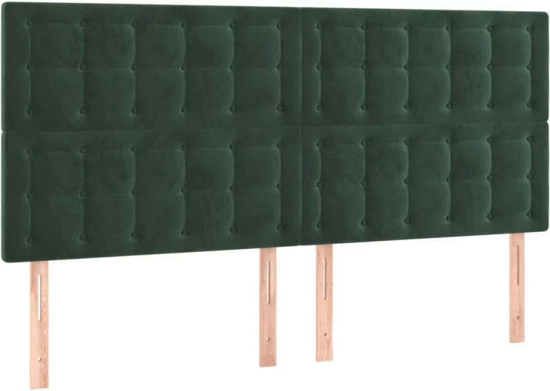 vidaXL Κρεβάτι Boxspring με Στρώμα & LED Σκ. Πράσινο 180x200εκ Βελούδο