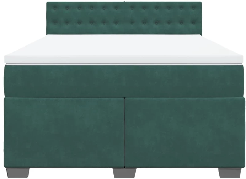 vidaXL Κρεβάτι Boxspring με Στρώμα Σκούρο Πράσινο 140x190εκ. Βελούδινο