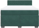 vidaXL Κρεβάτι Boxspring με Στρώμα Σκούρο Πράσινο 140x190εκ. Βελούδινο