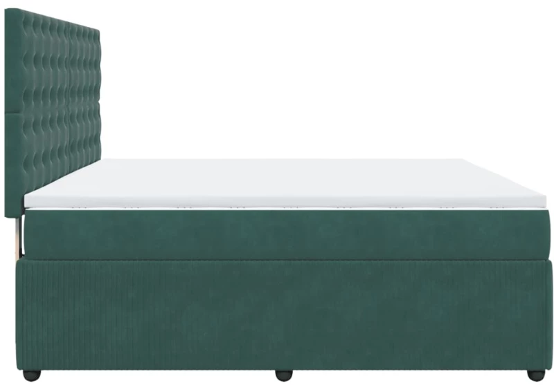 vidaXL Κρεβάτι Boxspring με Στρώμα Σκούρο Πράσινο 180x200εκ. Βελούδινο