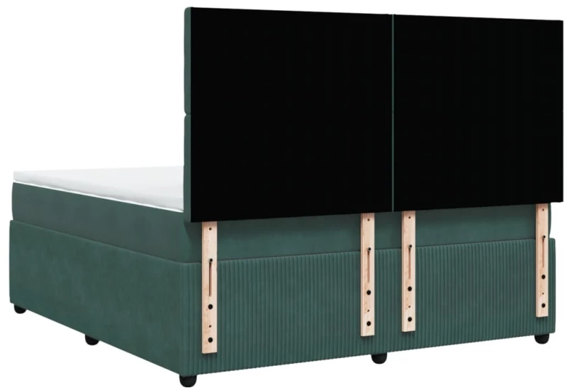 vidaXL Κρεβάτι Boxspring με Στρώμα Σκούρο Πράσινο 180x200εκ. Βελούδινο