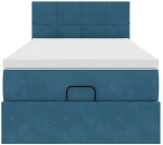 vidaXL Οθωμανικό κρεβάτι με στρώμα σκούρο μπλε 90x200cm Velvet