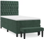 vidaXL Κρεβάτι Boxspring με Στρώμα Σκούρο Πράσινο 100x200εκ. Βελούδινο