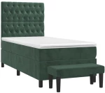 vidaXL Κρεβάτι Boxspring με Στρώμα Σκούρο Πράσινο 100x200εκ. Βελούδινο