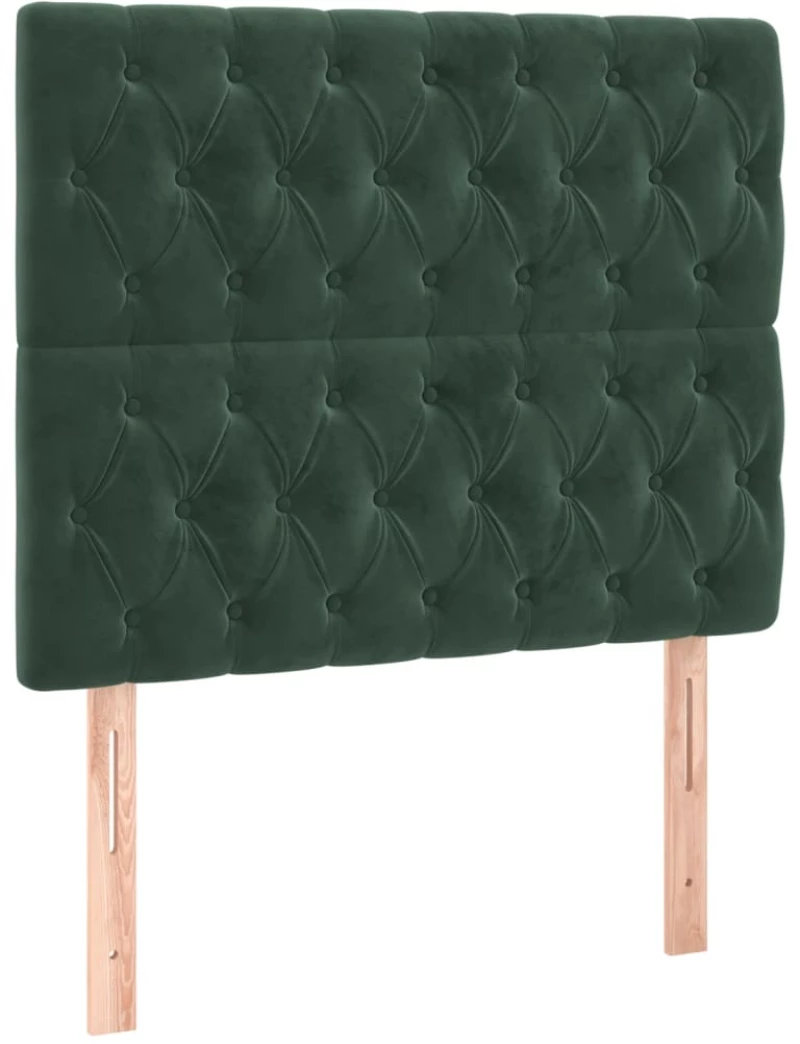vidaXL Κρεβάτι Boxspring με Στρώμα Σκούρο Πράσινο 100x200εκ. Βελούδινο
