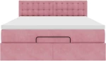 vidaXL Οθωμανικό κρεβάτι με στρώμα ροζ 140x200cm Βελούδο