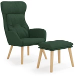 vidaXL Πολυθρόνα Relax Σκούρο Πράσινο Υφασμάτινη με Υποπόδιο