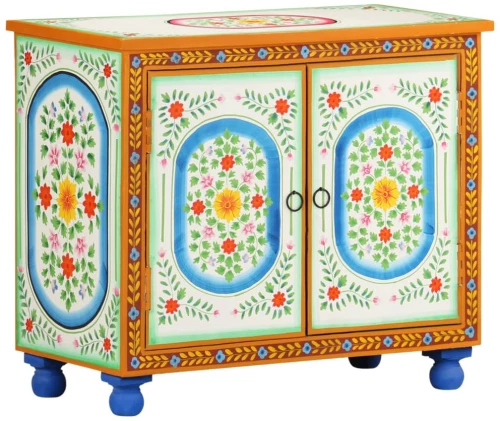 vidaXL Ντουλάπι με Χειροπ. Λεπτομέρειες 70x35x60 εκ. Μασίφ Ξύλο Μάνγκο