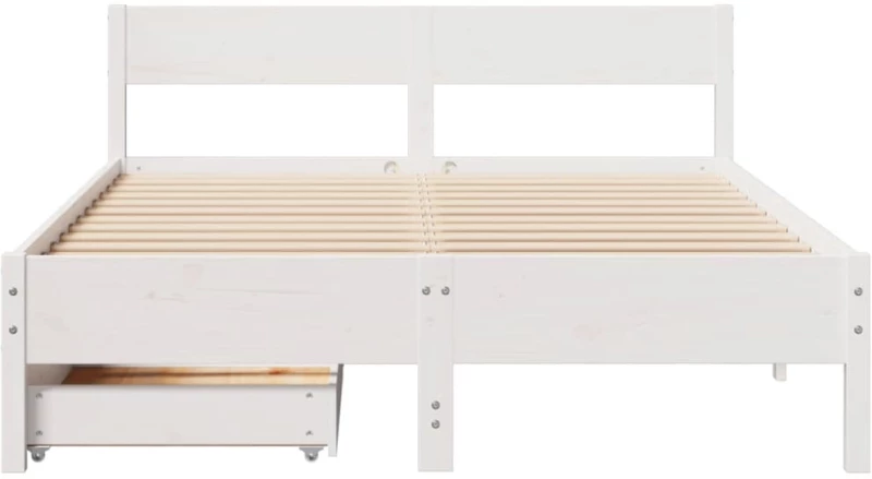 vidaXL Σκελετός Κρεβ. Χωρίς Στρώμα Λευκό 150x200 εκ Μασίφ Πεύκο