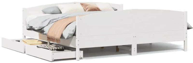 vidaXL Σκελετός Κρεβ. Χωρίς Στρώμα Λευκό 180x200 εκ Μασίφ Πεύκο