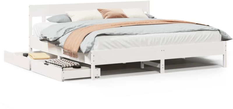 vidaXL Σκελετός Κρεβ. Χωρίς Στρώμα Λευκό 180x200 εκ Μασίφ Πεύκο