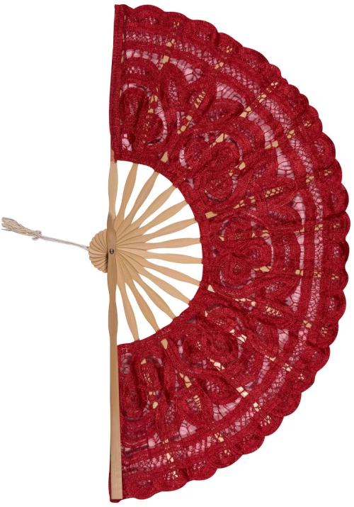 Χειροποίητη βεντάλια (22cm) κόκκινη - -