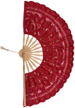 Χειροποίητη βεντάλια (22cm) κόκκινη - -