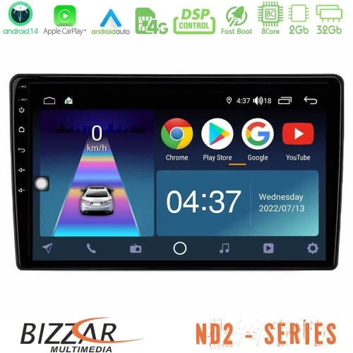 Bizzar nd2 Series 8core Android14 2+32gb  Alfa Romeo Mito 2008-2014 Navigation Multimedia Tablet 9" με Carplay & Android Auto u-nd2-Ar1654