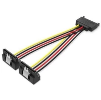 VENTION SATA 15-Pin Male to 2*15-Pin 90° Female Power Splitter 0.15M Black (KDBBB) (VENKDBBB)