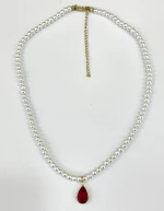 Kostibas 1022-401U, Κολιέ, Πέρλα με γυαλί, Κόκκινο
