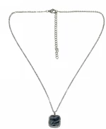 Kostibas 1013-869AG, Κολιέ, Ατσάλι, Λευκό με γκρι πέτρα