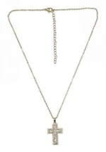 Kostibas 1321-152X2, Σταυρός, Stainless Steel, Ατσάλι, Στρας, Χρυσό