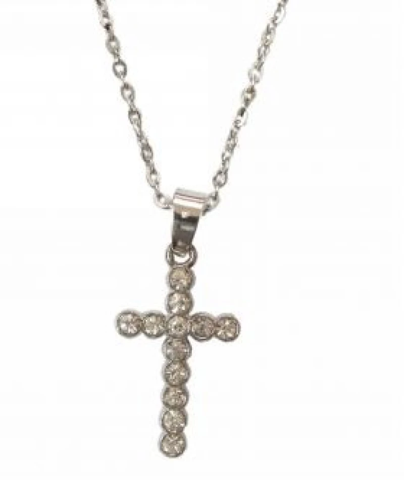 Kostibas 1321-147AL, Σταυρός, Stainless Steel, Ατσάλι, Στρας, Ασημί
