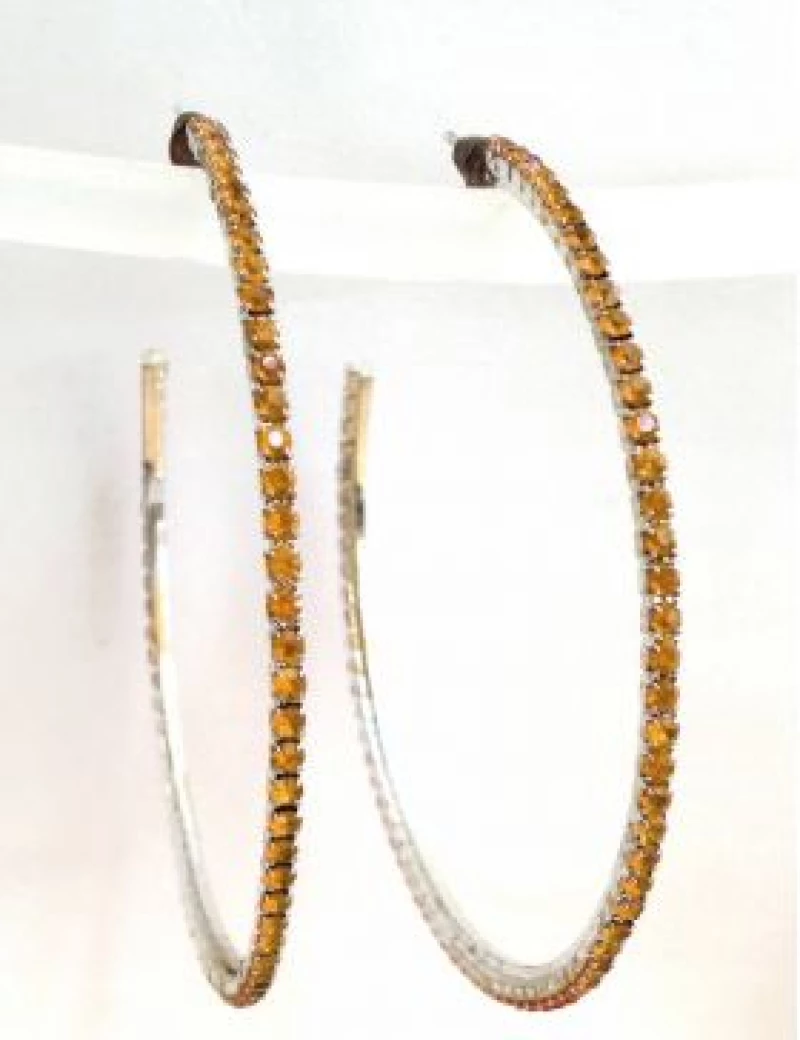 Kostibas 3121-014YH, Σκουλαρίκια Κρίκοι, Στρας, Μελί