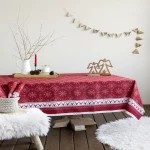 Τραπεζομάντηλο Χριστουγεννιάτικο Christmas Day Red-White Nima 150X190