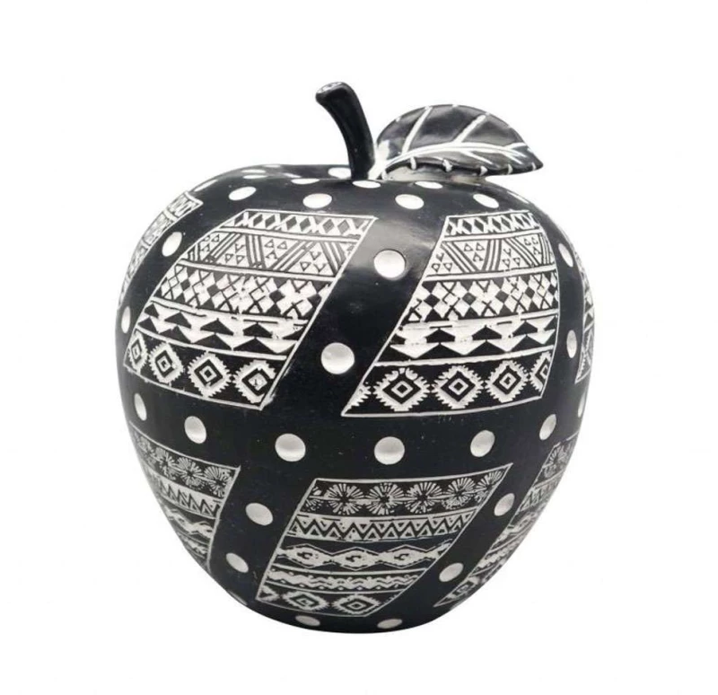 Διακοσμητικό Μήλο FIG211 14,5x14,5x15cm White-Black Espiel Πολυρεσίνη
