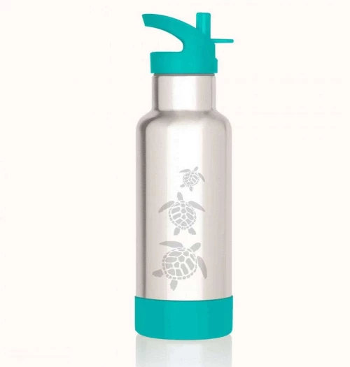 Μπουκάλι - Θερμός Funky Turtles GSJFUN50/2 7,5x24cm 500ml Silver-Turquoise Gaspajoe Ανοξείδωτο Ατσάλι
