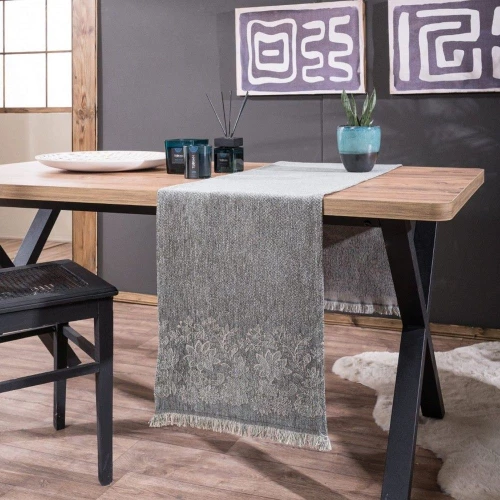 Τραβέρσα Mineapolis 04 Grey Teoran 45X180 Βαμβάκι-Ακρυλικό